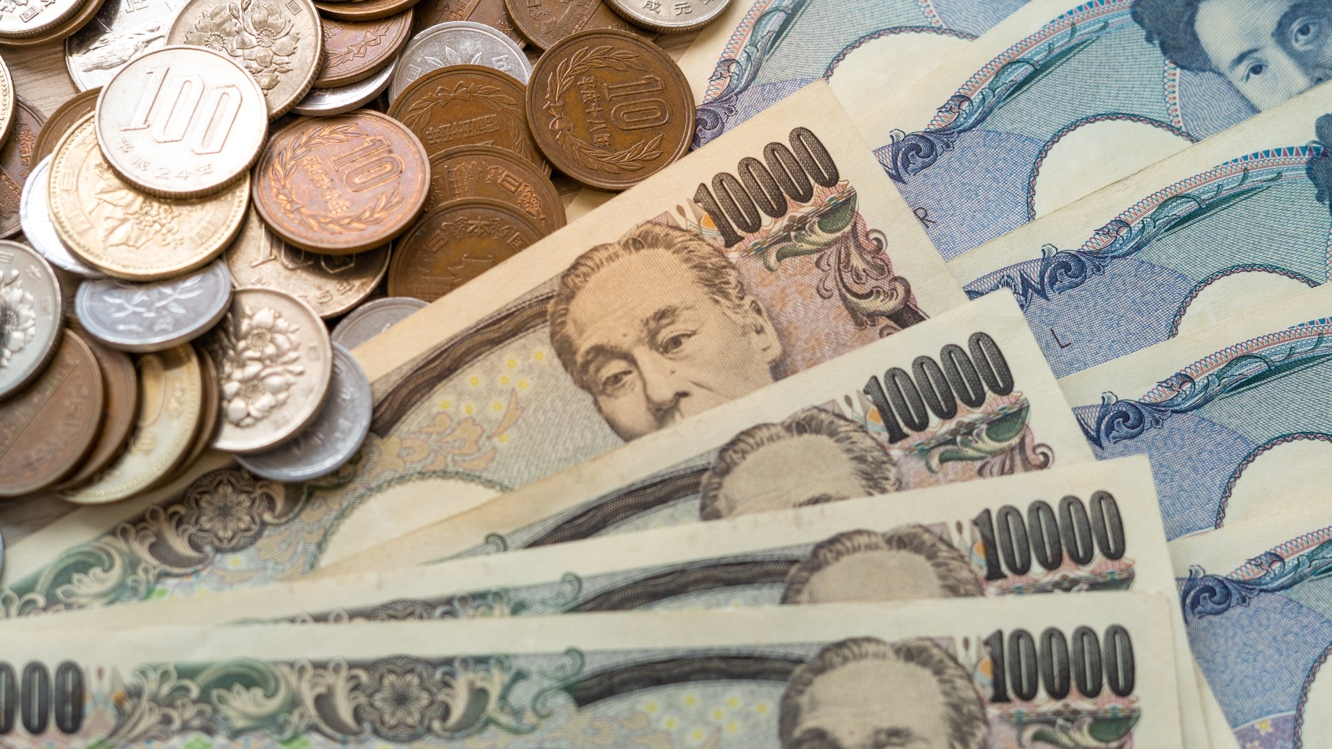 Japanese yen notes and Japanese yen coins for money concept